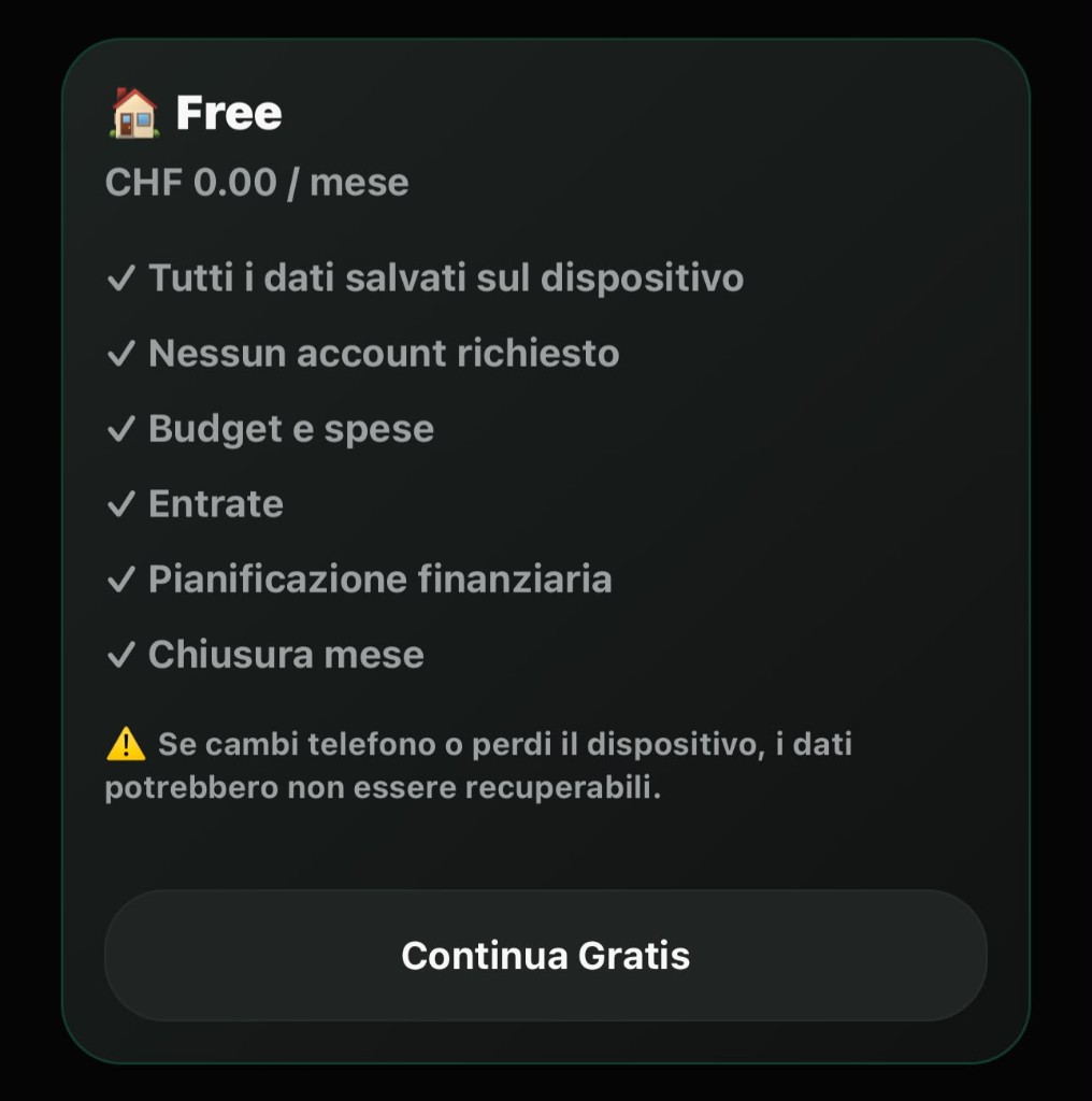 DeadFinance Free plan screen in the app